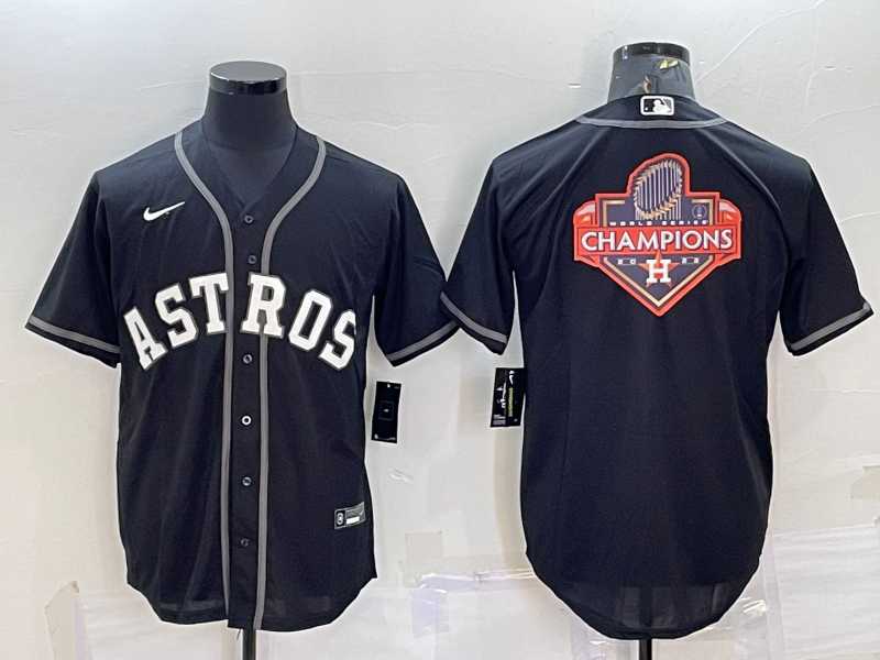 Mens Houston Astros Black Champions Big Logo Stitched MLB Cool Base Nike Jersey->houston astros->MLB Jersey